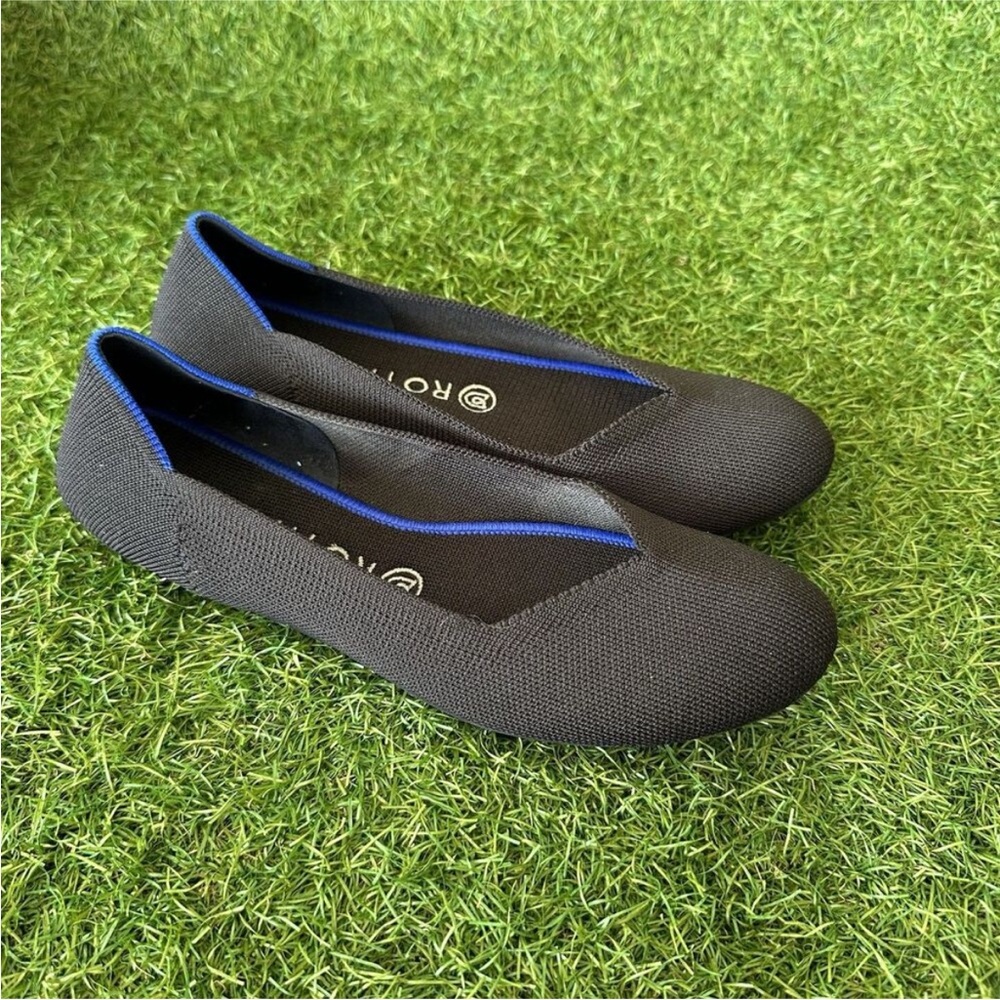 Rothys Ballet Flats Womens Size 9 The Flat Round Toe Women Black Knit Slip On